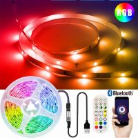 [Qingxin fabrics] ไฟแถบไฟ LED USB สำหรับตกแต่งรีโมตควบคุมในห้องนอน2835 5050 RGB Fita ตกแต่งโคมไฟคริสต์มาสปาร์ตี้สายริบบิ้นยืดหยุ่น