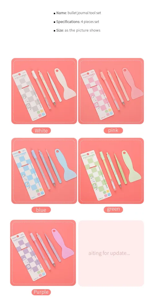 JIANWU 4 Pcs Cute Journal Tools Stationery Set Creative Dot Glue Pen  Carving Knife Shovel Tweezers DIY Handmade School Supplies