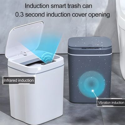 ถังขยะทรงถังถังทิ้งขยะอัตโนมัติถังขยะสำหรับ J05ตะกร้าแบบสัมผัสใช้ในครัวถังขยะใช้ในห้องน้ำแบบอัจฉริยะ16L