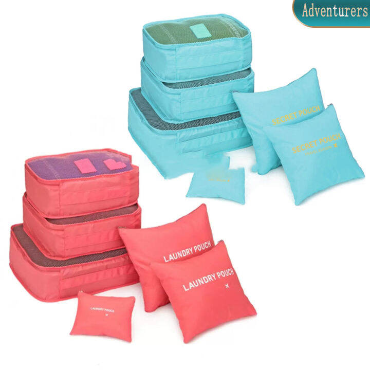 Adventurers 6 in 1 Secret Pouch Travel Organizer Set (Peach Pink) Set