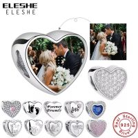 ELESHE 100% Authentic 925 Sterling Silver Bead Charm Fit Original Bracelet Bangle DIY Custom Photo Heart Beads Jewelry Making Beads