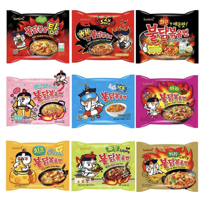 Korea Samyang Buldak Pack Ramen HotChicken & Double Spicy & Cheese ...