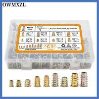 OWMXZL 245Pcs M4 M5 M6 M8 เม็ดมีดเกลียวสำหรับไม้ สังกะสีอัลลอยด์ ที่ใส่ไม้ พร้อมประแจหกเหลี่ยม ซ็อกเก็ตไดรฟ์หกเหลี่ยม ชุดเฟอร์นิเจอร์ไม้