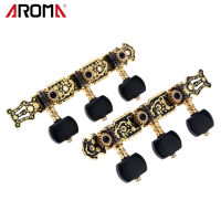 [okoogee]Alice AO-020HV3P 1Pair(Left + right) Classical Guitar Tuning Key Gold /Black Plated Peg Tuner Machine Head(long) String Tuner