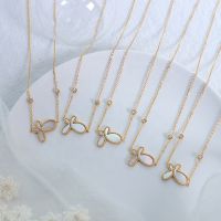 Upingi-ขายร้อนแฟชั่นเครื่องประดับ fritiliary สแตนเลส18K Gold zircon จี้ผีเสื้อสำหรับผู้หญิงหรูหรา necklacec474or