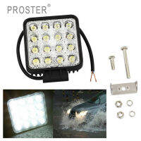 48W Square 16LED Work Spot Lights โคมไฟสปอตไลท์กันน้ำและป้องกันการกัดกร่อนสูง