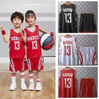 Most popular NBA Houston Rockets Jersey 13 Harden Jersey Kids Tops Shorts Jersey Set Children Basketball Uniform