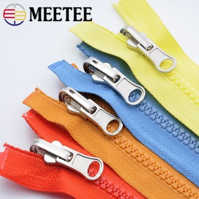 Meetee 2/5Pcs 70cm 5# Resin Zipper Metal Rotary Slider Open-End Zippers for Jacket Double Side Puller Zip DIY Garment Sew Zips Door Hardware Locks Fab