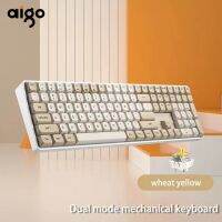 Aigo A108 Gaming Mechanical Keyboard 2.4G Wireless USB Type-c Wired Yellow Switch 110 Key Hot Swap Rechargeable Gamer Keyboard