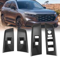 Car Carbon Fiber Window Glass Lift Button Trim Switch Cover Door Armrest Panel Sticker for Honda CRV CR-V 2022 2023