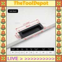 TheToolDepot ขนาด96/128มม. มือจับตู้เสื้อผ้าที่มองไม่เห็นมือจับประตูตู้สีดำเรียบง่ายมือจับประตูเลื่อนซ่อนในตู้หูจับลิ้นชักล็อคฮาร์ดแวร์ประตู