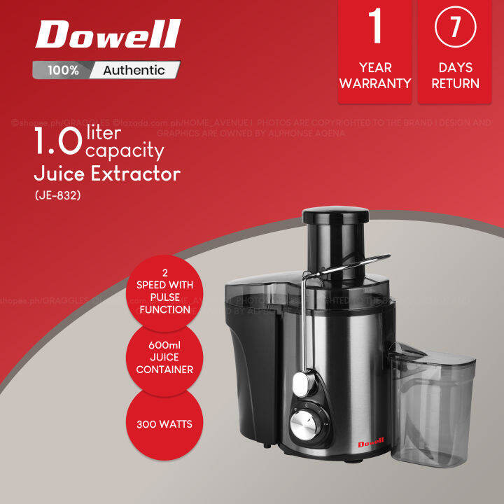 Dowell 1.0L Juice Extractor (Stainless Steel) JE832 Lazada PH