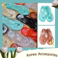 Korean? รองเท้าแตะหูหนีบยางเจลลี่ สีใสประกายเพชร มี 6 สี เบอร์ 36-41 (157)