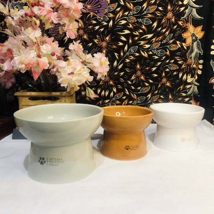ELEVATED/RAISED Pet Food Bowl for Dog and Cat (STONEWARE) Feeding