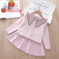 2 Pcs Baby Girls Winter Knitted Clothes Set Long Sleeve Sweater Shirt and Skirt Suit for Girls Knitwear Fall Clothes for Kids