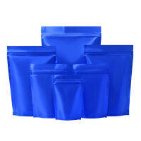 100Pcs Matte Blue Zip ล็อค Stand Up กระเป๋าอลูมิเนียม Mylar ฟอยล์ Self Seal Tear Notch เก็บอาหาร Doypack Reusable แพ็คกระเป๋า