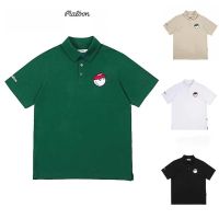 Summer New MALBON Golf Mens Short-Sleeved T-Shirt Korean Solid Color Top POLO Shirt Sweat-Absorbing Sportswear