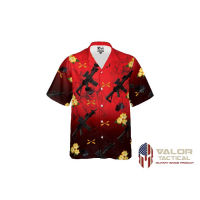 2023 Valor PX-Hawaii-Shirt เอราวัณ M5 [RED] เสื้อฮาวาย เสื้อเชิ้ต ลายtactical ผ้าโพลีเอสเตอร์ ระบายอากาศ ไม่อับชื้น