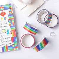 6 Style Rainbow Washi Masking Tape Scrapbooking Journal Diary Decorative Material Handmade Paper Tape School Stationery Supplies Pendants