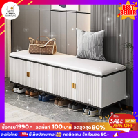 ตู้เก็บรองเท้า ชั้นรองเท้า ชั้นวางรองเท้า ตู้วางรองเท้า shoe cabinet ขนาด 120x30x50cm ดีไซน์เรียบหรู มีเบาะนั่ง ใส่รองเท้าได้หลายรูปแบบ พร้อมส่ง