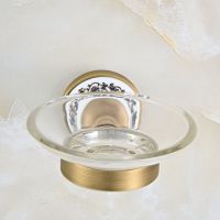 ☋☈❈ Vintage Antique Brass Ceramic Base Wall Mounted Bathroom Hardware Accessories Scrub Glass Soap Dish Holder Dba812