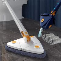 【TIMIN Home Tools】 ไม้ถูพื้นสามเหลี่ยมขยายได้360 ° Rotatable Squeeze Floor Cleaning Wet And Dry 130Cm Home Ceiling Windows Tools