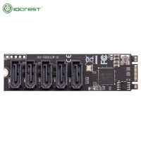 IOCREST M.2 (PCIe 3.0) to 5 Ports SATA III 6G SSD Adapter with SATAIII Cable support UEFI