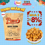 Hạnh nhân tách vỏ nhập khẩu Mỹ Pams 250g túi - hạt to giòn, thơm bùi