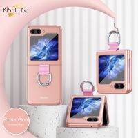 KISSCASE เคสบางเฉียบผิวสัมผัสเคสโทรศัพท์สำหรับ Samsung Galaxy Z Flip 5G พร้อมหัวเข็มขัดแหวนใส่นิ้วสำหรับ Samsung Z Flip5ฝาครอบฮาร์ดพีซีกันกระแทก