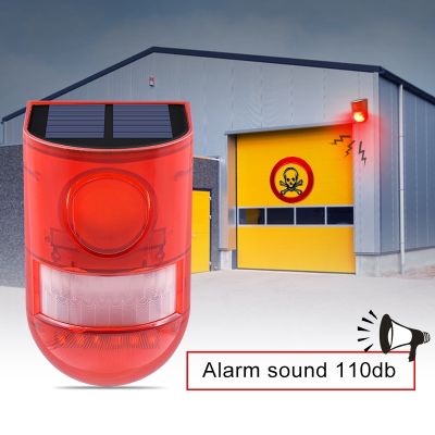 Solar Alarm Lamp 110db Warning Sound 6led Red Light IP65 Waterproof Motion Sensor Caution Lights For Warehouse Secret Place Wall