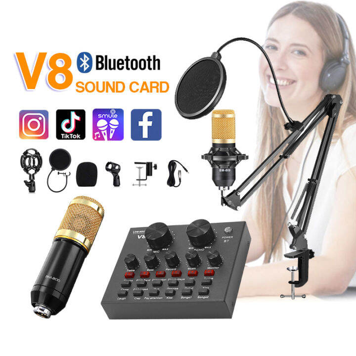 【Ready Stock】BM800 + V8 Sound Card Microphone Set Mobile Phone ...