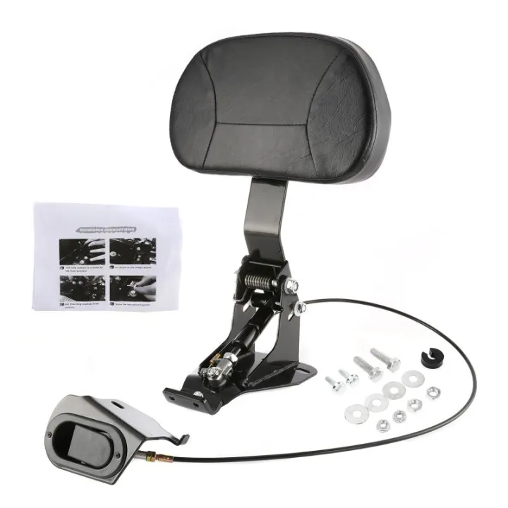 Adjustable Rider Backrest + Chrome Mounting Kit for Harley Touring 2009