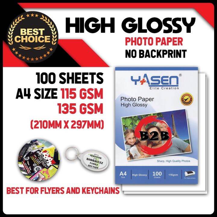 High Glossy Photo Paper 135gsm 115gsm A4 ( sheets ) Lazada PH