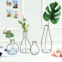 Nordic Black Iron Wire Vase Flower Pot Plant Holder Modern Wedding Home Decoration Accessories For Living Room Table