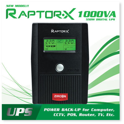 New!! Raptor-X 1000VA/550W ZIRCON UPS รุ่นใหม่ High Protection / มี USB & Software / ศูนย์บริการ Service Center ประกัน 2 ปี + Onsite Service