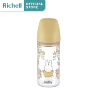 Richell X Miffy [Limited Edition] Baby Bottle 240ml เหมาะสำหรับ 3 -18 เดือนขึ้นไป จุกนมซิลิโคน มีลักษณะเป็นวงแหวนทำให้ง่ายต่อการดูด มีน้ำหนักเบากว่าขวดปกติ