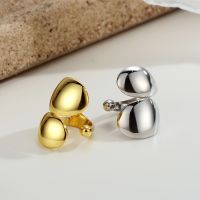 [COD] E5039 Korean version silver glossy double layer ear clip female ins cold style simple and versatile without hole