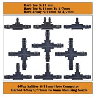 ข้อต่ออุปกรณ์หยดน้ำสำหรับเพาะปลูก8/11มม. ข้อต่อในสองหัว4ทางสำหรับซ่อมขั้วต่อท่อน้ำเครื่องมือด้ามยาวท่อ4/7มม.