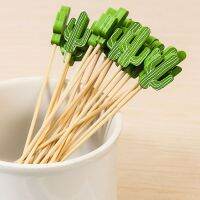 100pcs Disposable Bamboo Skewers Christmas Cactus Love Heart Salad Vegetable Sticks Toothpick Skewer For New Year Party Decor