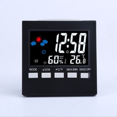 ไฟแบ็คไลท์ LED นาฬิกาวัดอุณหภูมิ2159ตันหน้าจอสีมาตรวัดความชื้นสัมพัทธ์ปฏิทินถาวรนาฬิกานาฬิกาปลุกอิเล็กทรอนิกส์