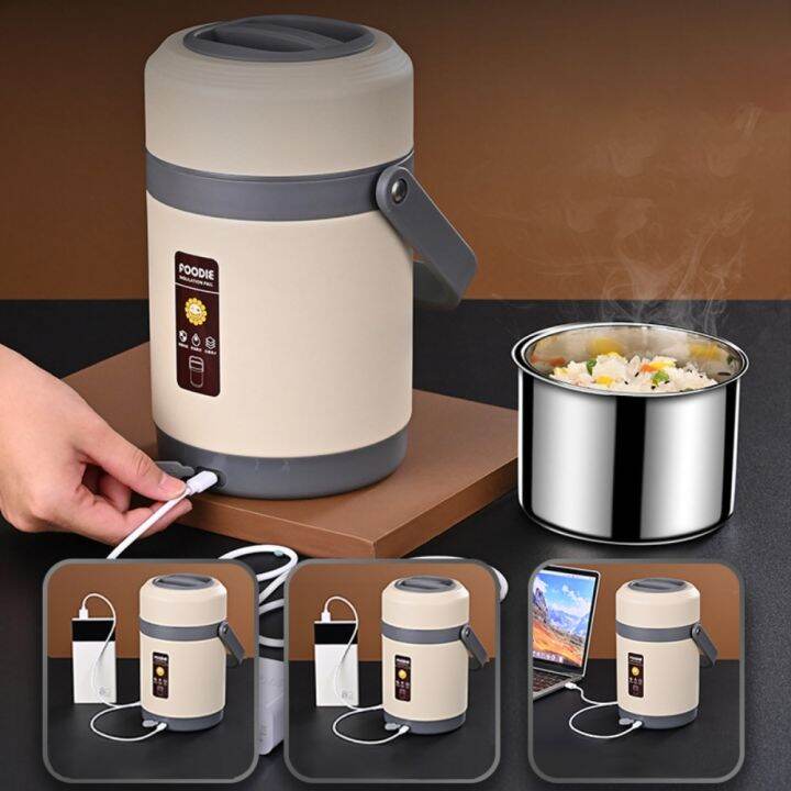 Stainless Steel USB Electric Heated Lh Box Food Warmer Bento Lh Box