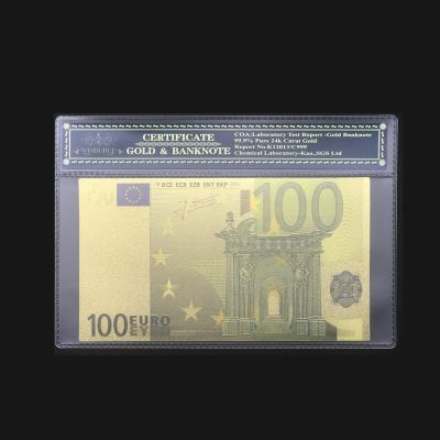ธนบัตร100ยูโรของขวัญคริสต์มาส2017ออนไลน์สำหรับธนบัตรยุโรปพร้อมกรอบ COA ชุบทอง24K