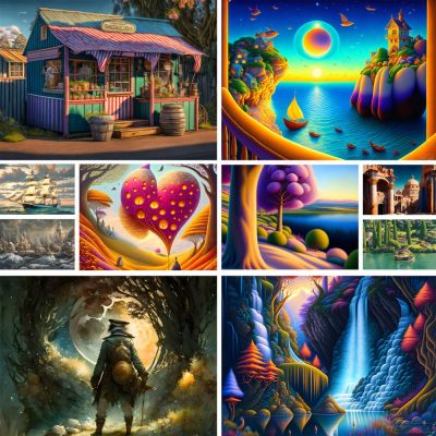 【hot】♨  Fantasy Landscape Printed Embroidery Knitting Painting Handiwork Jewelry Floss