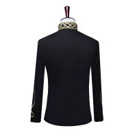 Mens Stylish Court Prince Black Gold Embroidery Blazer Suit Jacket Men Wedding Party Prom Jackets Men Costume Homme Mariage xxxl