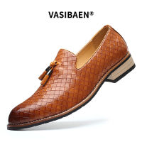 VASIBAEN รองเท้าหนังสำหรับผู้ชาย,รองเท้ารองเท้าขนาดใหญ่ลำลองรองเท้าหนังรองเท้าแตะหนึ่งเท้ารองเท้าหนังแฟชั่นมีพู่