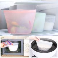 500/1000/1500ml Double Gauge Zipper Silicone Food Storage Bag Reusable Ziplock Bag Thickened Fresh-keeping Kitchen Food Storage Food Storage Dispenser