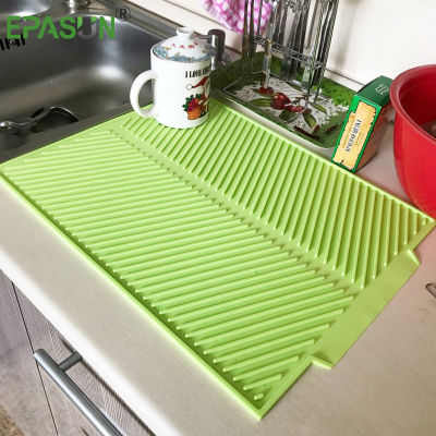 EPASUN Large Dish Drying Mat Premium Heat Resistant Silicone Tableware Dishwaser Safe Pad Dinnerware Table Mat Placemat 43*33cm