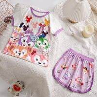 【Ready Stock】 ☃ C22 2 Pcs/Set Soft Kids Girls Short Nightshirt Cute Cartoon Childrens Pajamas Set