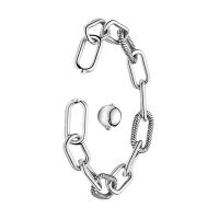 ME Rigid Bangles Wrist Charm Bracelets Snake Chain Chunky Links Classic LOGO Ball Clasp Real Silver 925 Fine Jewelry For Women