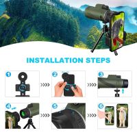 ZZOOI 80X100 HD Zoom Tripod Monocular Portable Camping Phone Clip BAK4 Prism 3500m/20000m Long Distance Field of View